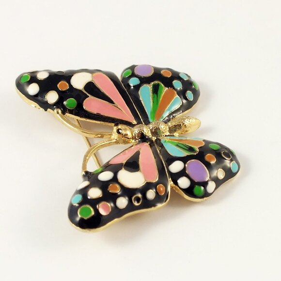 Polka Dot Butterfly Brooch Pin - Picture 15 of 16